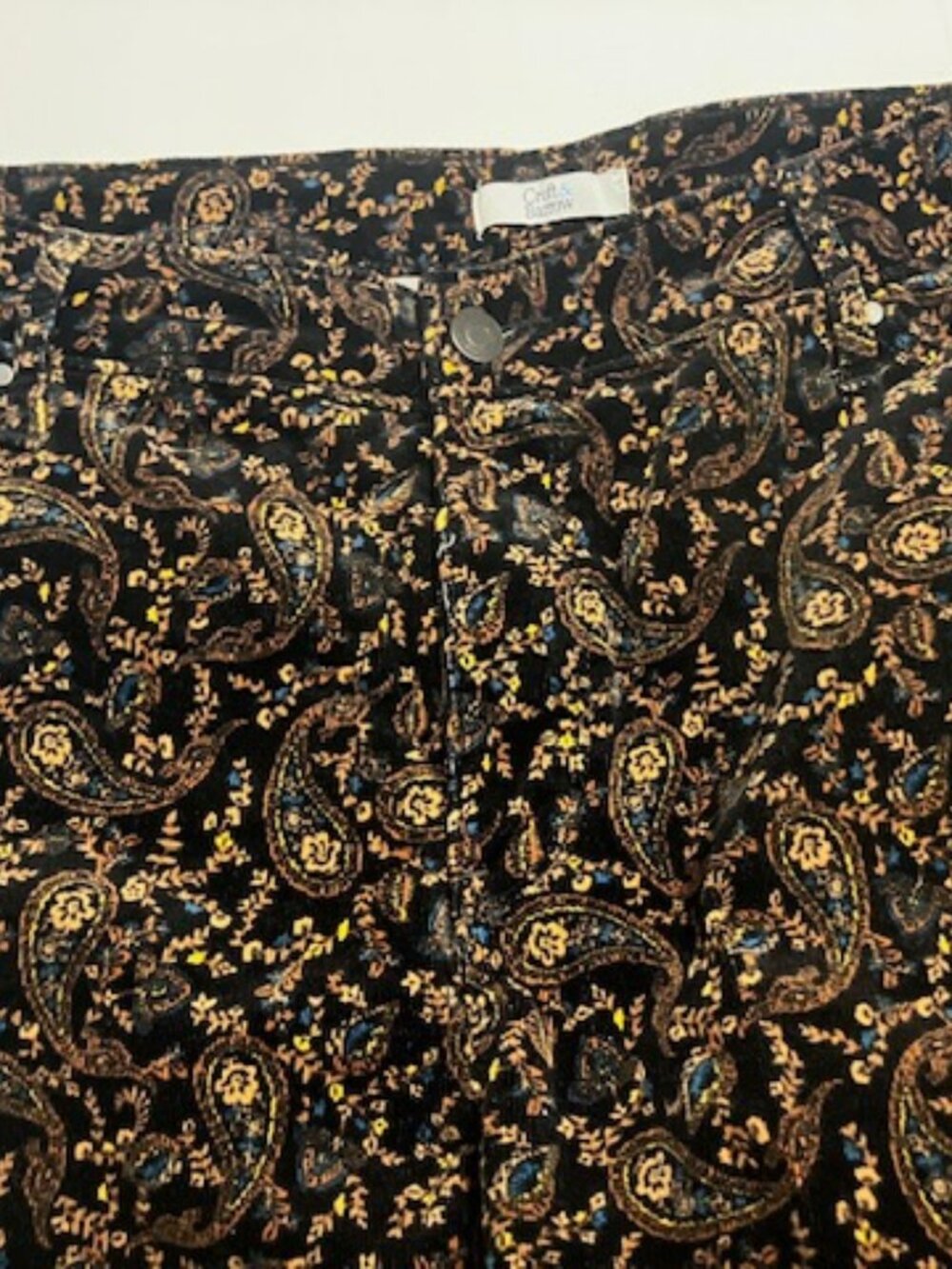 Croft & Barrow Black Corduroy Paisley Pants Size 16